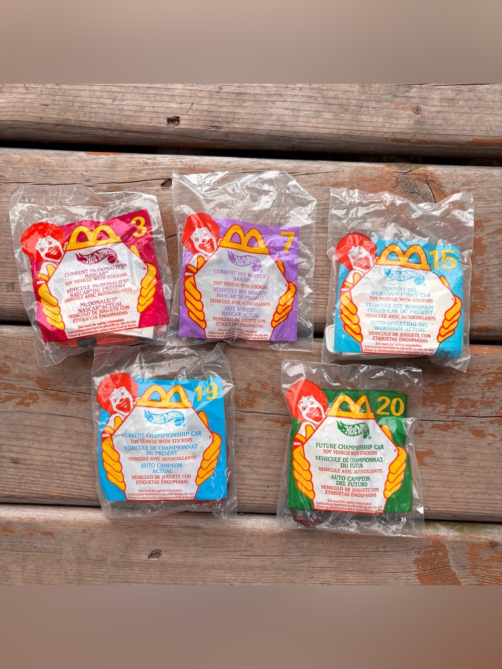 Vintage McDonalds Hot Wheels Toys - 5 Count - #3, 7, 15, 19 & 20 *NEW*